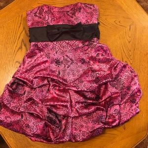 Ruby Rox strapless short pink & black prom dress